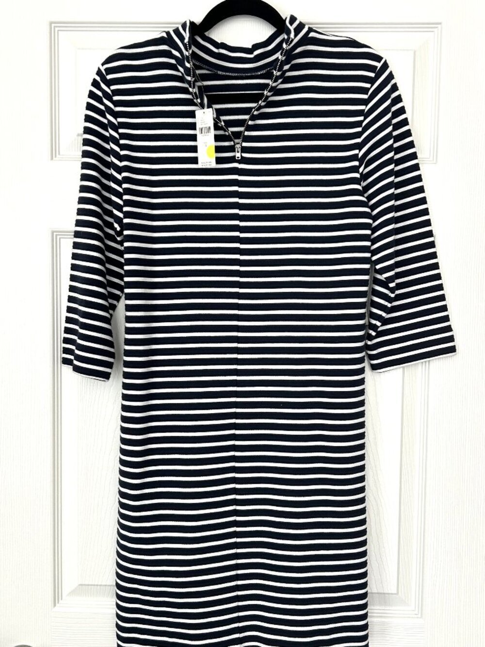 Anthropologie Seen Worn Kept Dress Womens 8 Navy White Striped Hooded Zip Knit - Picture 1 of 10